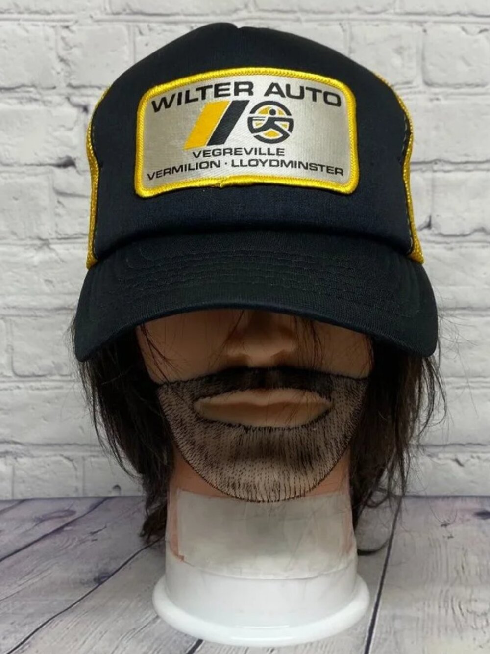 Vintage Hat Cap Snapback Black Yellow WILTER Auto UAP Bill Curved Item2
